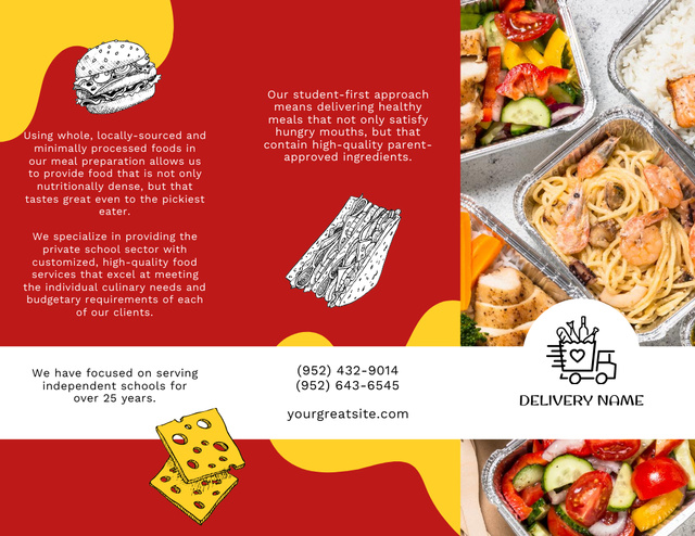 Template di design School Food Ad with Lunch Boxes Brochure 8.5x11in