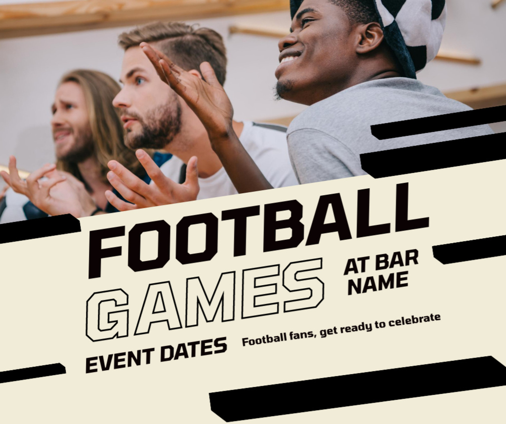 Football Games Announcement with Fans Facebook Πρότυπο σχεδίασης