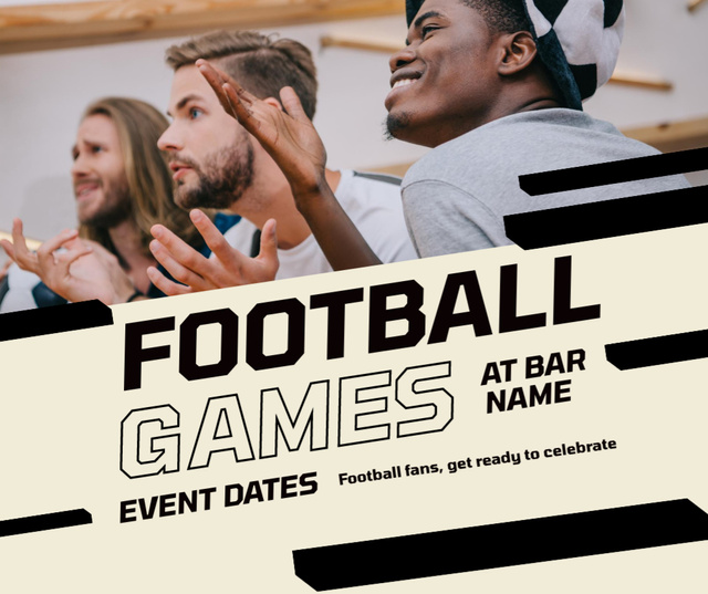 Football Games Announcement with Fans Facebook Modelo de Design