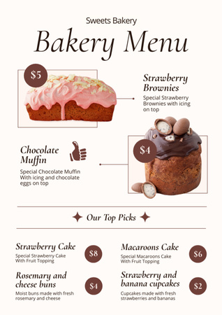 Список десертів пекарні Menu – шаблон для дизайну