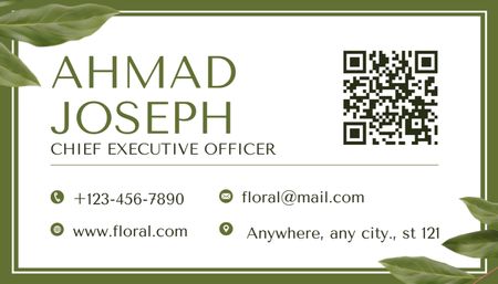 Contact Information of Chief Executive Officer of Floral Shop Business Card US Design Template