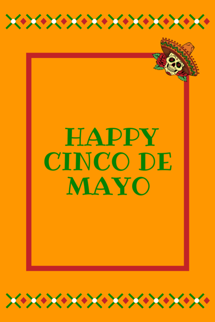 Heartfelt Cinco De Mayo Holiday Congrats With Skull In Sombrero Postcard 4x6in Vertical Šablona návrhu