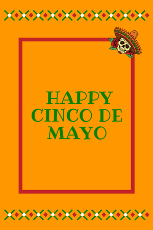 Ontwerpsjabloon van Postcard 4x6in Vertical van Heartfelt Cinco De Mayo Holiday Congrats With Skull In Sombrero