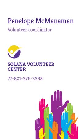Ontwerpsjabloon van Business Card US Vertical van Contactgegevens vrijwilligerscoördinator