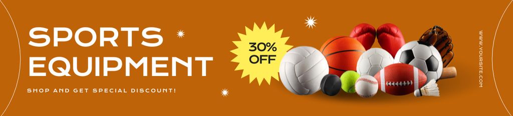 Offer of Sports Equipment with Various Balls Ebay Store Billboard Design Template
