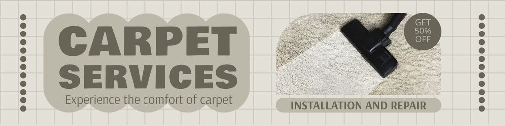 Designvorlage Ad of Carpet Services with Vacuum Cleaner für Twitter