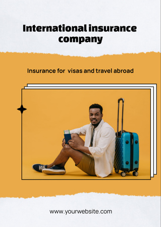 Promoting Worldwide Insurance Services with African American Traveler Flyer A6 Πρότυπο σχεδίασης