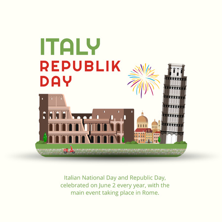 Italian National Republic Day 3d Illustrated Instagram Design Template