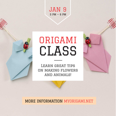 Plantilla de diseño de Guirnalda de papel de invitación de clases de origami Instagram AD 