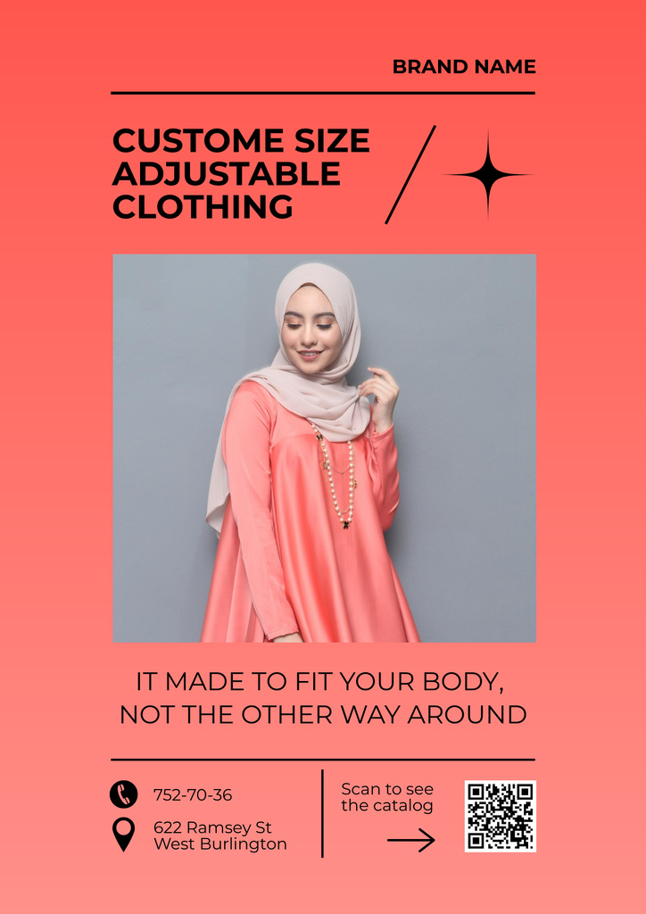 Adjustable Clothing Offer with Woman in Hijab Poster Design Template