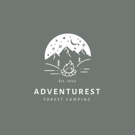 Modèle de visuel Emblem with Campfire and Mountains - Logo