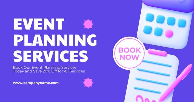 Template di design Discount on Quality Event Planning Service Facebook AD