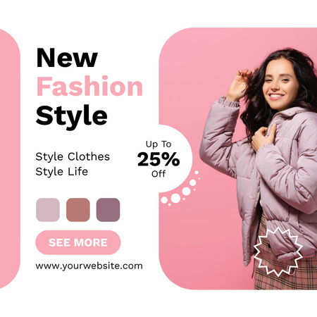 Új divatstílus rózsaszín színben Instagram tervezősablon