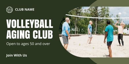 Ontwerpsjabloon van Twitter van Volleybalclub op het strand voor senioren