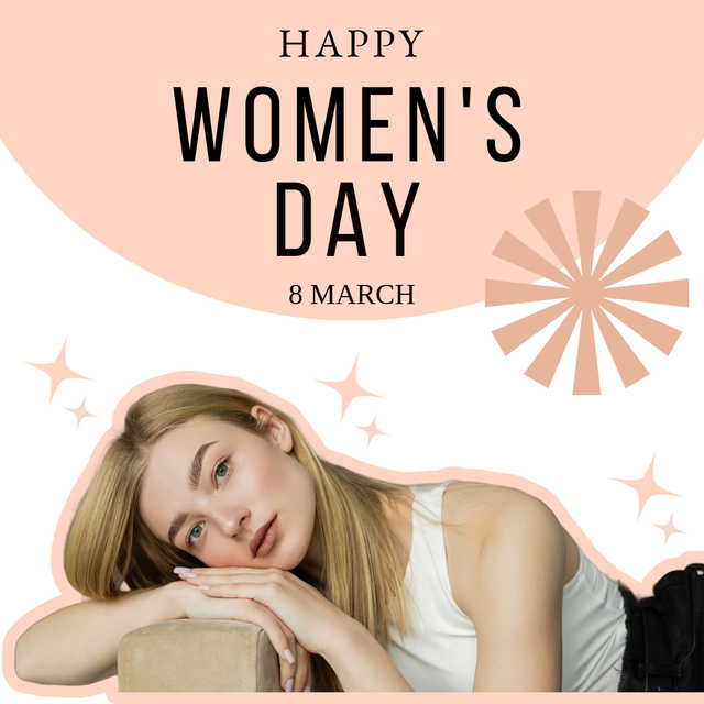 Women's Day Greeting with Tender Young Woman Instagram Design Template