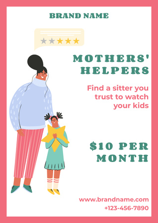 Modèle de visuel Babysitting Services Offer - Poster