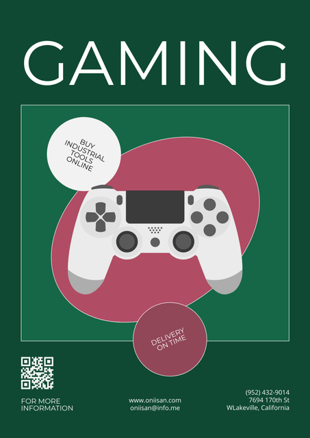 Designvorlage Ad of Gaming Gear with Console für Poster B2