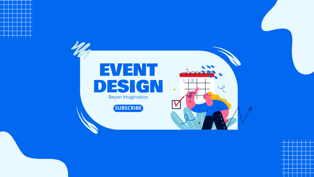 Event Design Services with Illustration in Blue Youtube tervezősablon