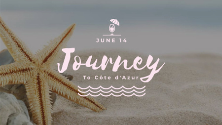 Plantilla de diseño de Estrella de mar en la arena junto al mar FB event cover 