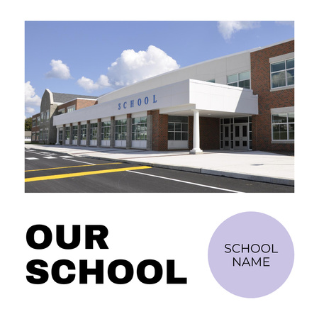 Lovely Album of School Building In White Photo Book Design Template