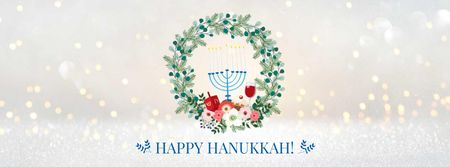 Template di design Hanukkah Greeting with menorah Facebook cover