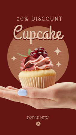 Cupcakes Discount Offer on Maroon Instagram Video Story Design Template