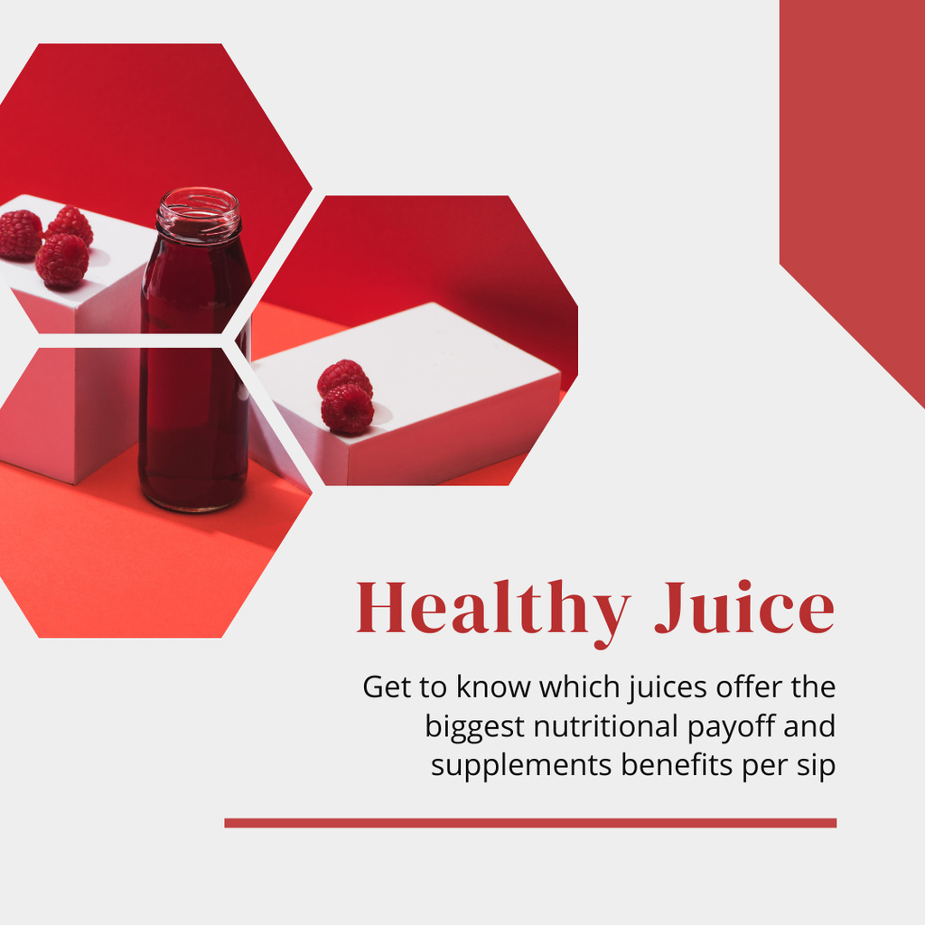 Healthy Raspberries Juice Instagram Modelo de Design
