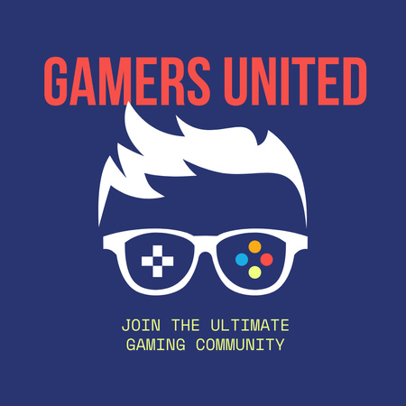 Promoção da comunidade de jogadores prósperos em azul Animated Logo Modelo de Design