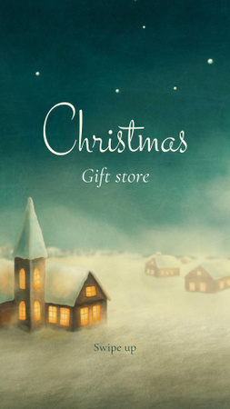 Ontwerpsjabloon van Instagram Story van Christmas Gift Store Offer with Night Fairy Village
