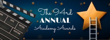 Plantilla de diseño de Anuncio anual de los Premios de la Academia con Star and Clapper Facebook cover 