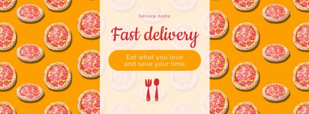 Fast Food Delivery Service With Yummy Pizza Facebook cover Šablona návrhu