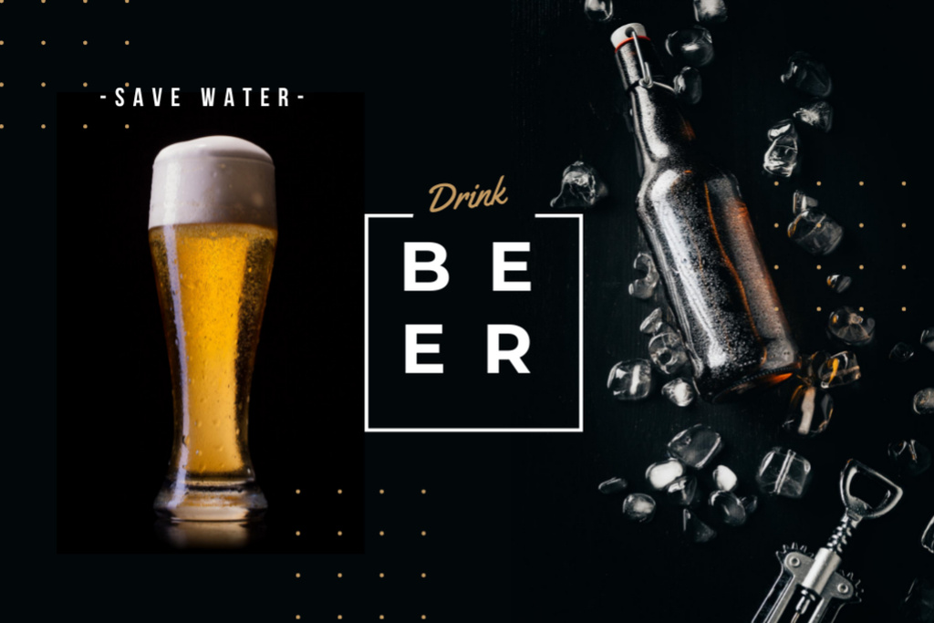 Designvorlage Fresh Beer In Glass With Phrase für Postcard 4x6in
