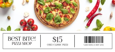 A legjobb ár az illatos pizzaért Coupon 3.75x8.25in tervezősablon