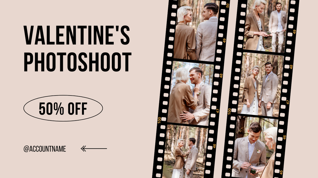 Valentine's Day Couple Photo Session Discount Offer FB event cover – шаблон для дизайну