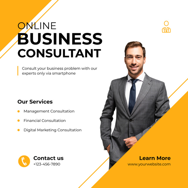 List of Online Business Consultant Services LinkedIn postデザインテンプレート