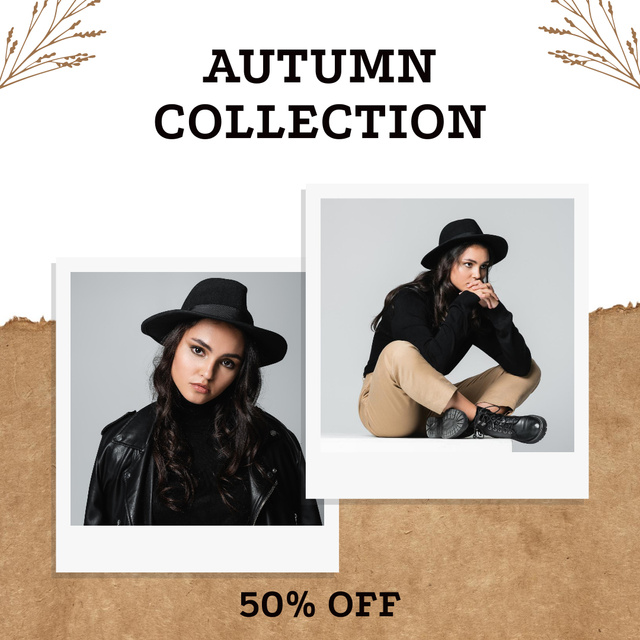 Beautiful Woman in Black for Fall Outfit Sale Instagram Design Template