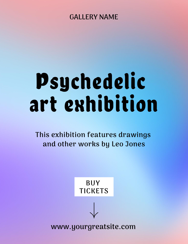 Ontwerpsjabloon van Poster 8.5x11in van Psychedelic Art Exhibition Promo