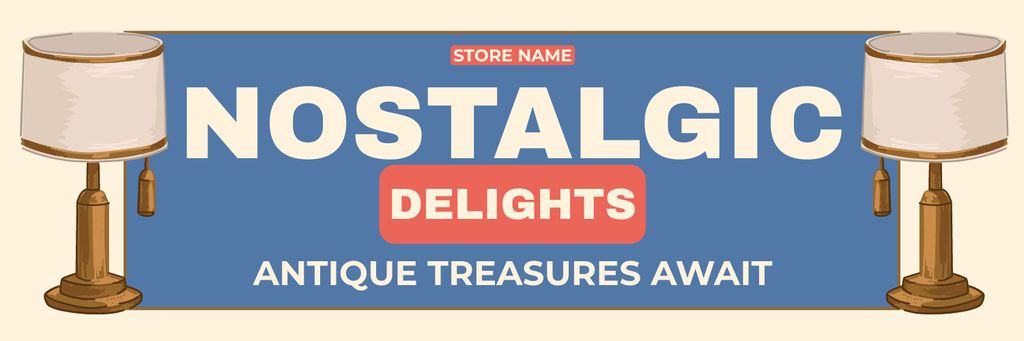 Designvorlage Nostalgic Items in Antique Store für Twitter