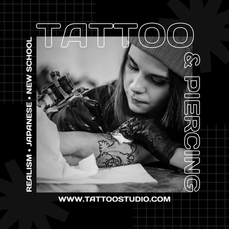 Tattoo And Piercing Service From Artist Instagram Design Template