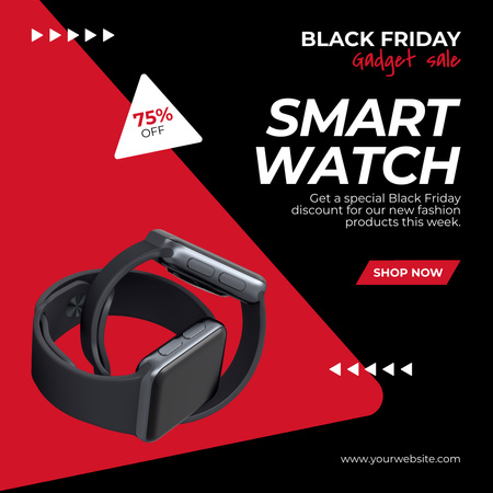 Modèle de visuel Annonce de la vente de montres intelligentes le Black Friday - Instagram