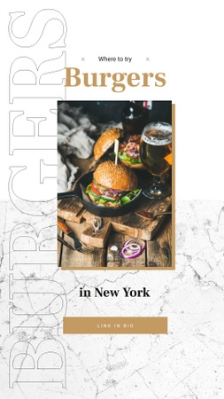 Designvorlage burger und bier für Instagram Story
