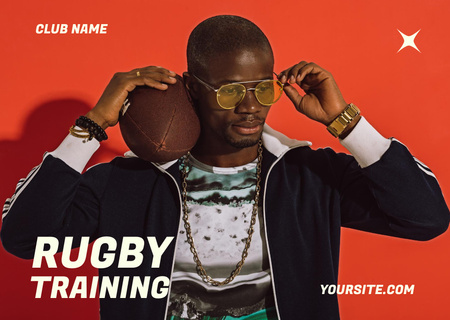 Stylish Man with Rugby Ball Postcard – шаблон для дизайну