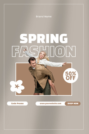 Fashion Spring Sale with Stylish Couple Pinterest – шаблон для дизайну