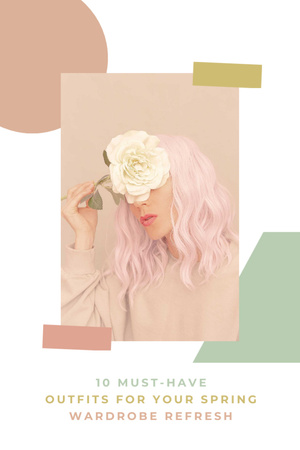 Designvorlage zartes mädchen mit rosa haaren für Tumblr