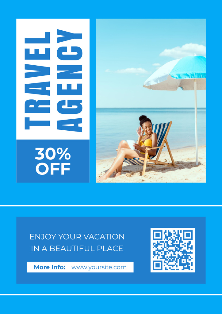Woman Is Relaxing on Beach in Summer Poster Design Template