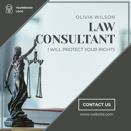 Law Consultant Ad with Justice Statuette Instagram Design Template