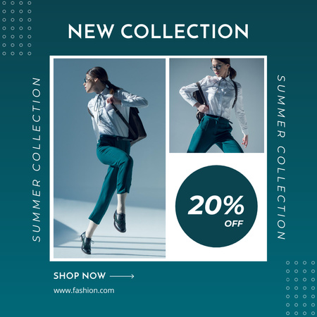 Designvorlage New Collection Sale with Stylish Brunette Woman für Instagram