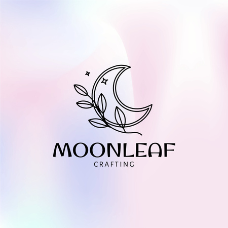 Emblem of Crafting Shop with Moon and Leaf Logo 1080x1080pxデザインテンプレート