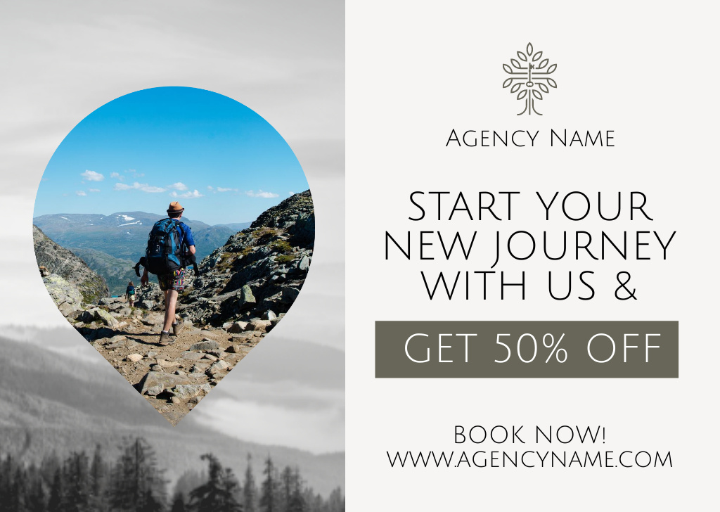 Journey Offer with Travel Agency Card Modelo de Design