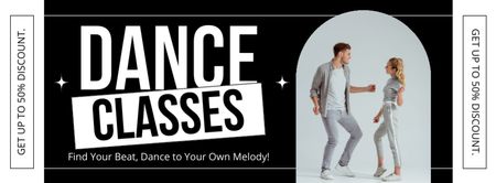 Dance Classes Promotion with Man and Woman dancing Facebook cover Design Template